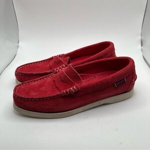 Sebago Red Suede Docksides Dan Boat Flesh Out Mocassin penny Loafers Size6 women